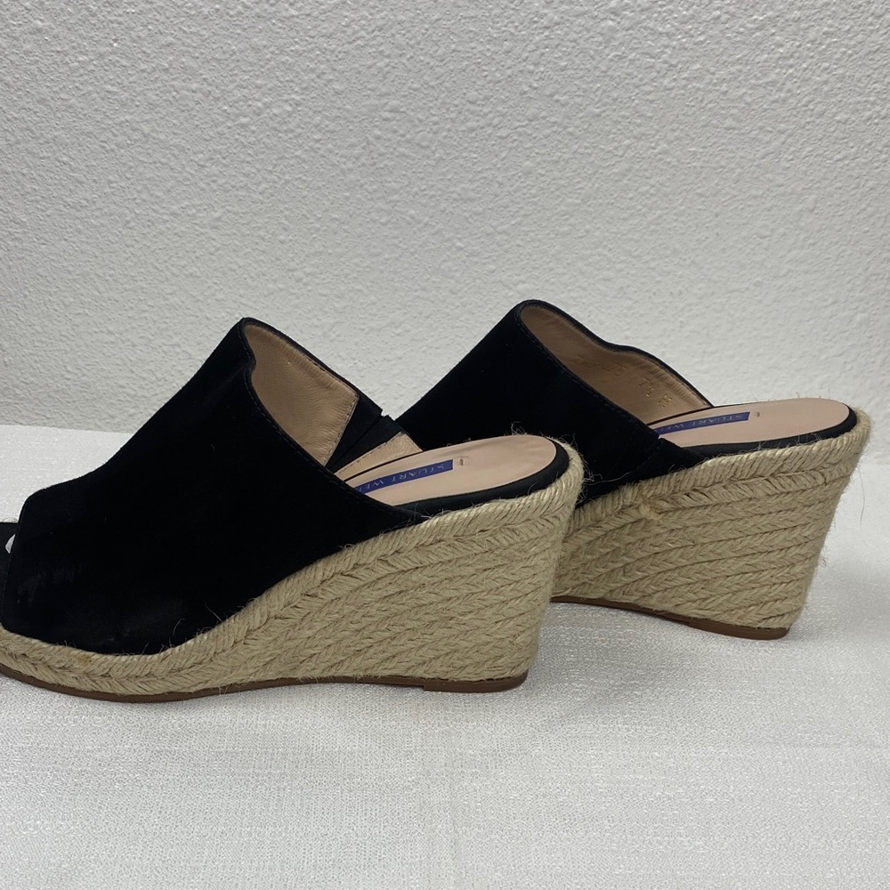 Stuart Weitzman Black Espadrille Wedges Size 7.5 M - Picture 8 of 16